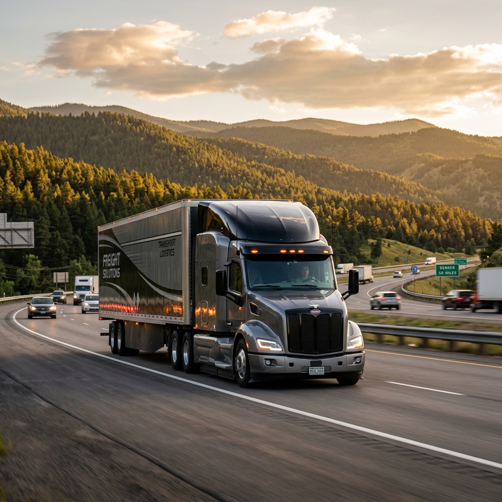 Professional dispatch truck on highway